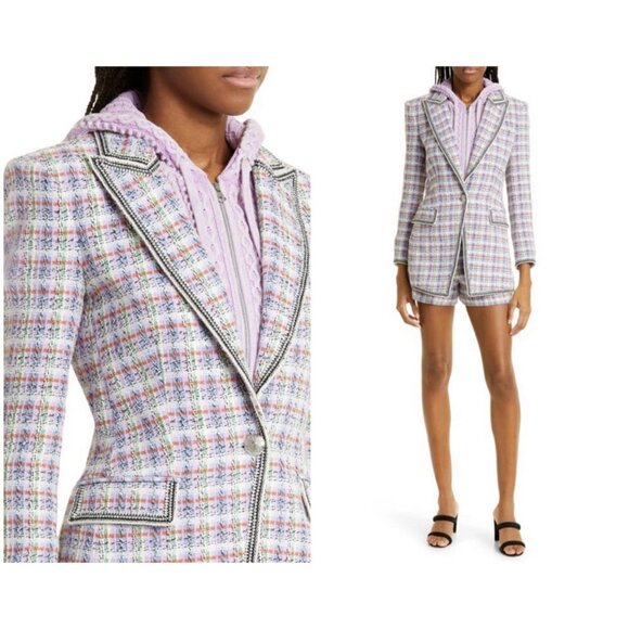 💕VERONICA BEARD💕 Etney Tweed Dickey Jacket ~ Light Lavender Multi-Color 0 NWT - Picture 9 of 16